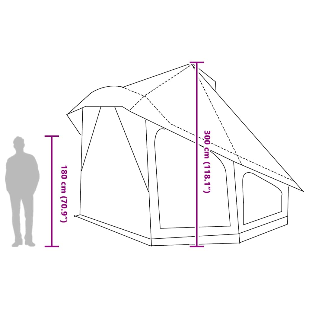 vidaXL Tipi Tent with Roof Grey and Orange 508 x 470 x 300 cm Taffeta