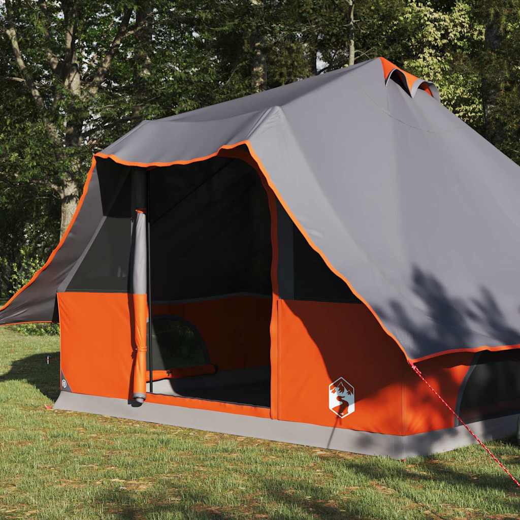vidaXL Tipi Tent 8-Person Grey and Orange Taffeta - 358 x 296 x 258 cm