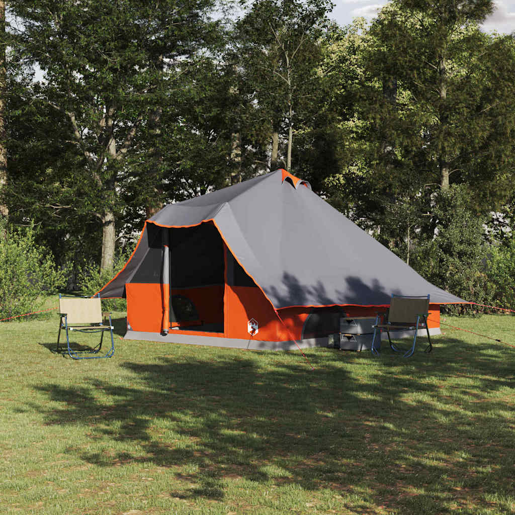 vidaXL Tipi Tent 8-Person Grey and Orange Taffeta - 358 x 296 x 258 cm