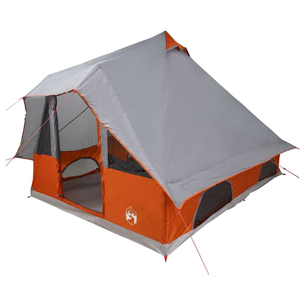 vidaXL Tipi Tent 8-Person Grey and Orange Taffeta - 358 x 296 x 258 cm
