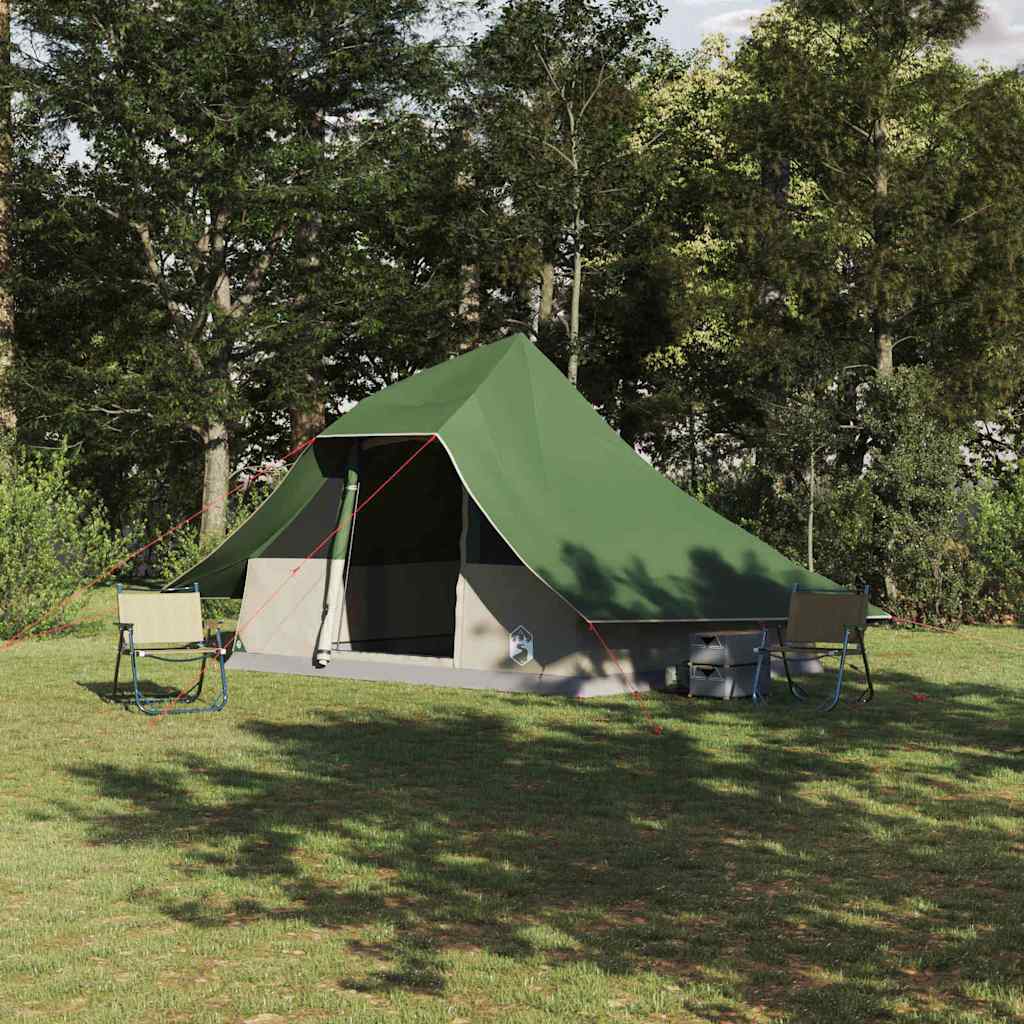 vidaXL Tipi Tent 10-Person Green Taffeta - 364 x 281 x 257 cm