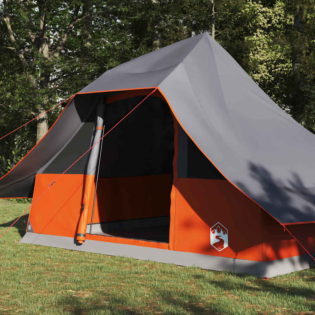 vidaXL Tipi Tent 10-Person Grey and Orange Taffeta - 364 x 281 x 257 cm