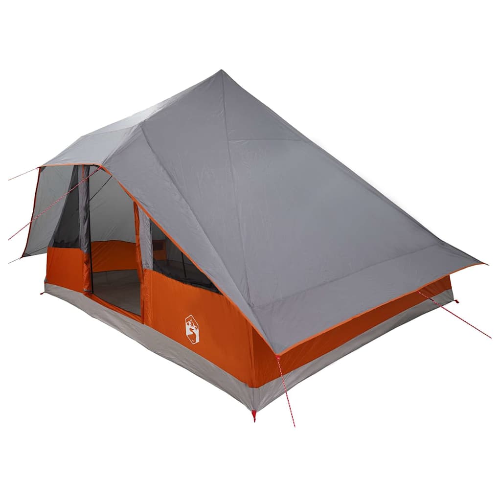 vidaXL Tipi Tent 10-Person Grey and Orange Taffeta - 364 x 281 x 257 cm