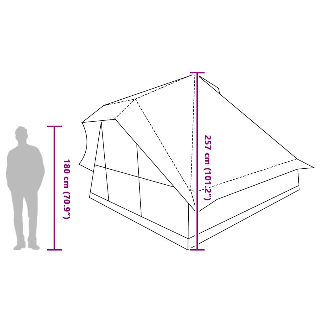 vidaXL Tipi Tent 10-Person Grey and Orange Taffeta - 364 x 281 x 257 cm
