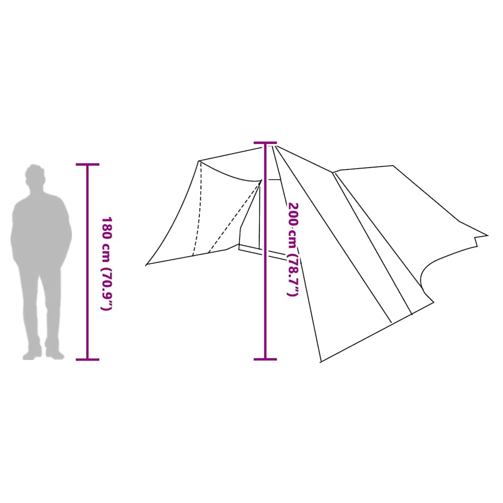 vidaXL Tipi Tent 12-Person Green Taffeta - 660 x 456 x 200 cm