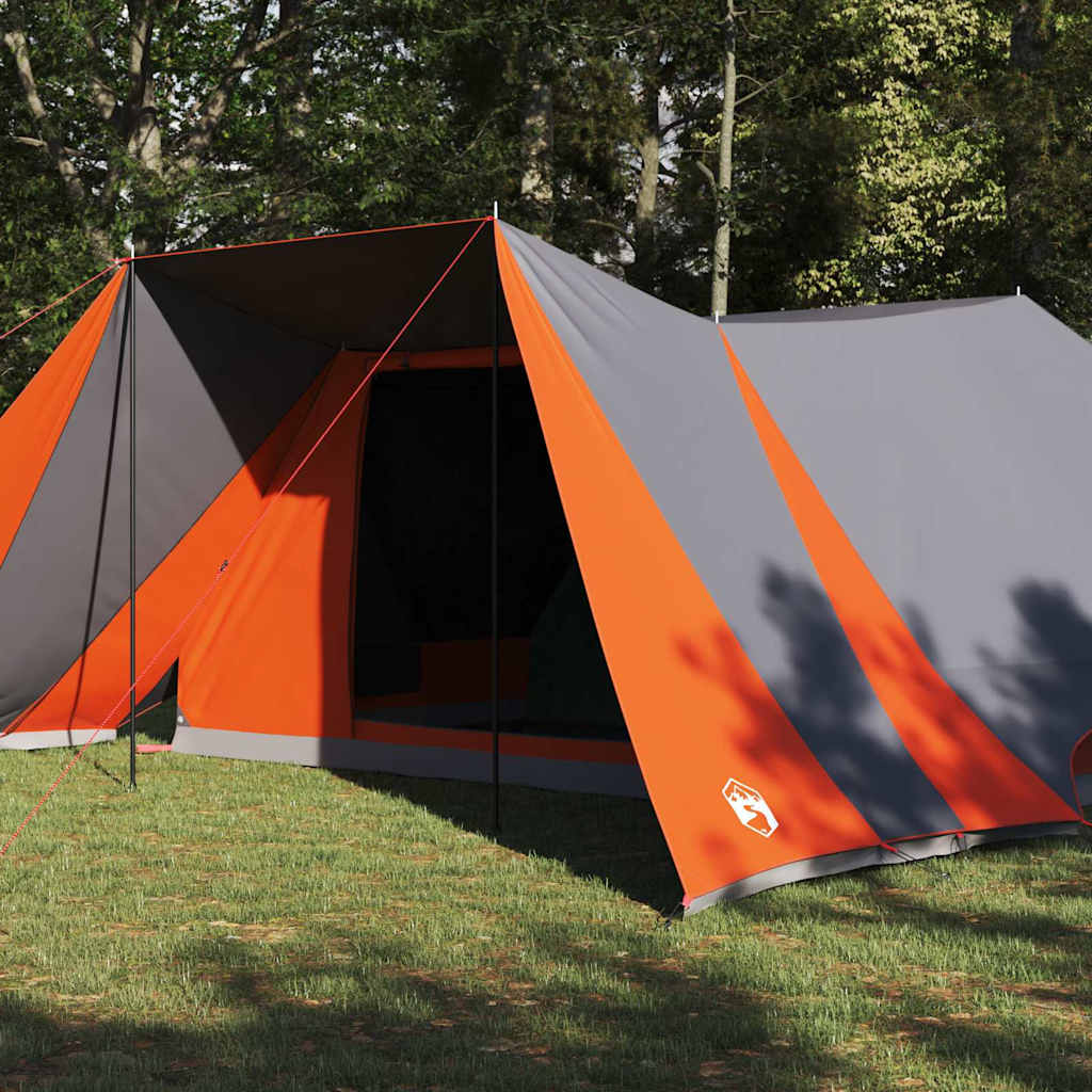 vidaXL Tipi Tent 12-Person Grey and Orange Taffeta - 660 x 456 x 200 cm