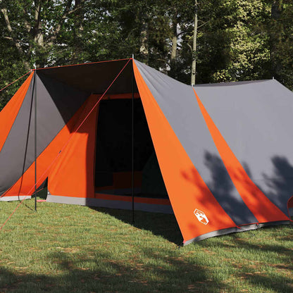 vidaXL Tipi Tent 12-Person Grey and Orange Taffeta - 660 x 456 x 200 cm