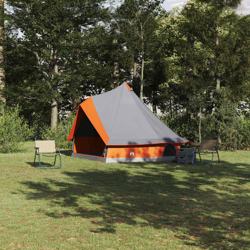 vidaXL Tipi Tent 8-Person Grey and Orange Taffeta - 400 x 346 x 250 cm
