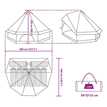 vidaXL Tipi Tent 8-Person Grey and Orange Taffeta - 400 x 346 x 250 cm