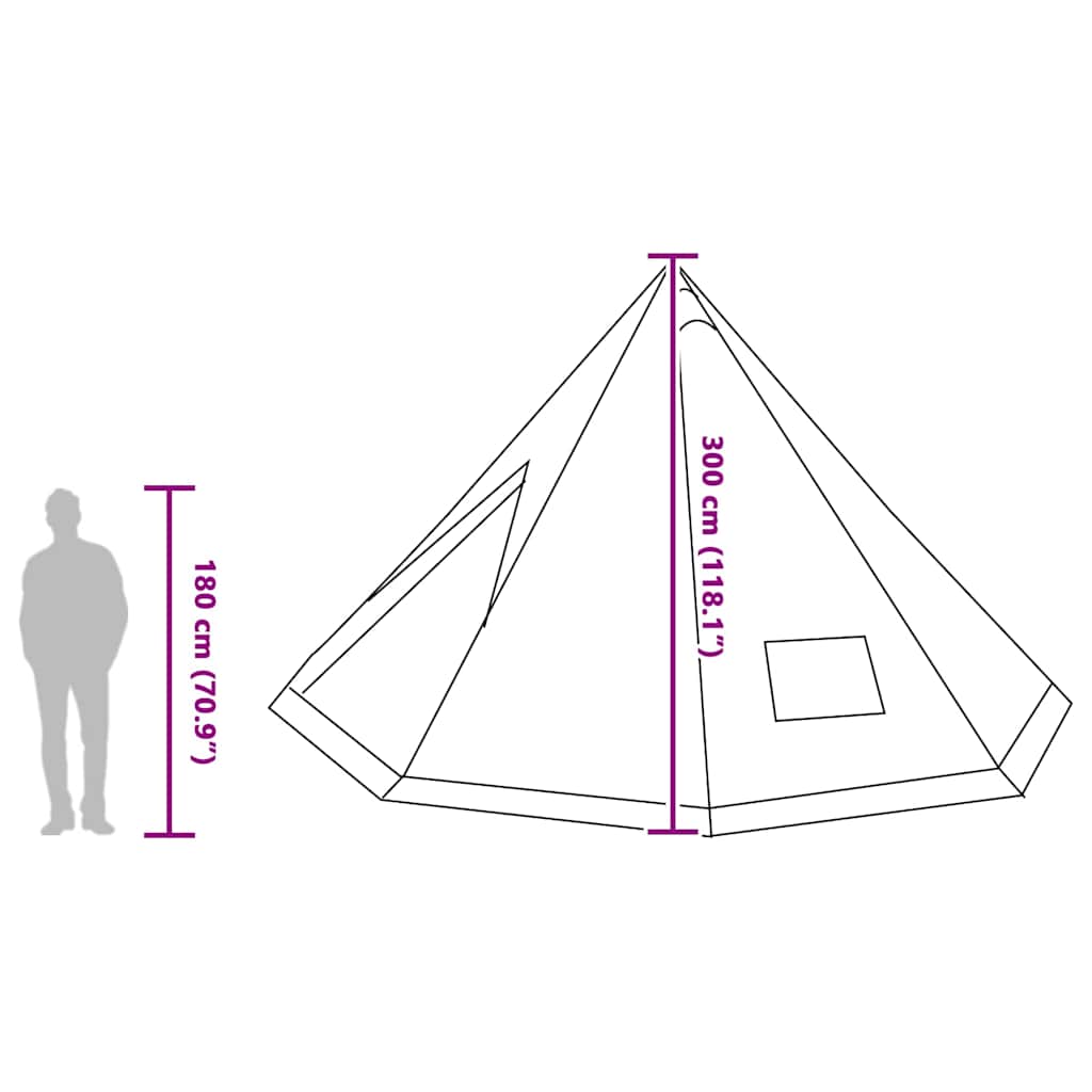 vidaXL Tipi Tent with Roof Green 560 x 560 x 300 cm Taffeta