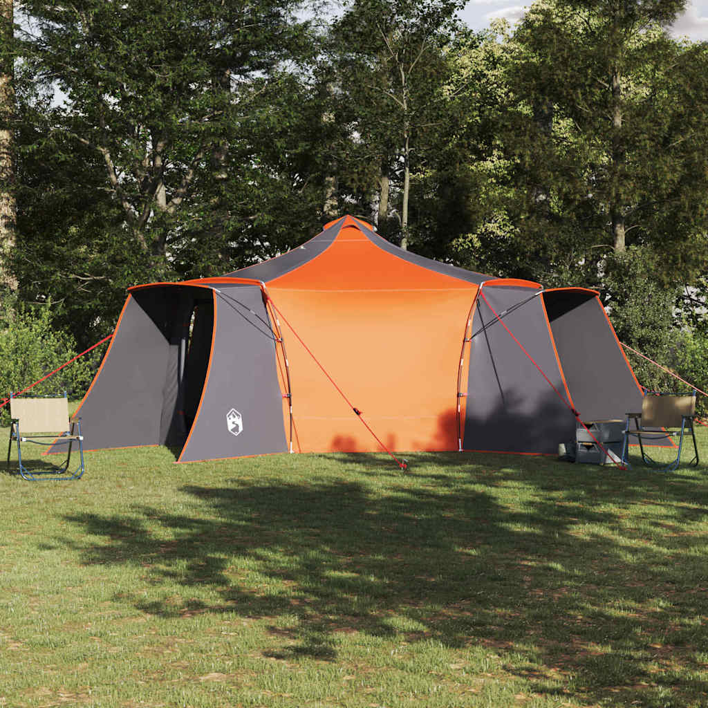 vidaXL Tipi Tent 8-Person Grey and Orange Taffeta - 492 x 492 x 275 cm