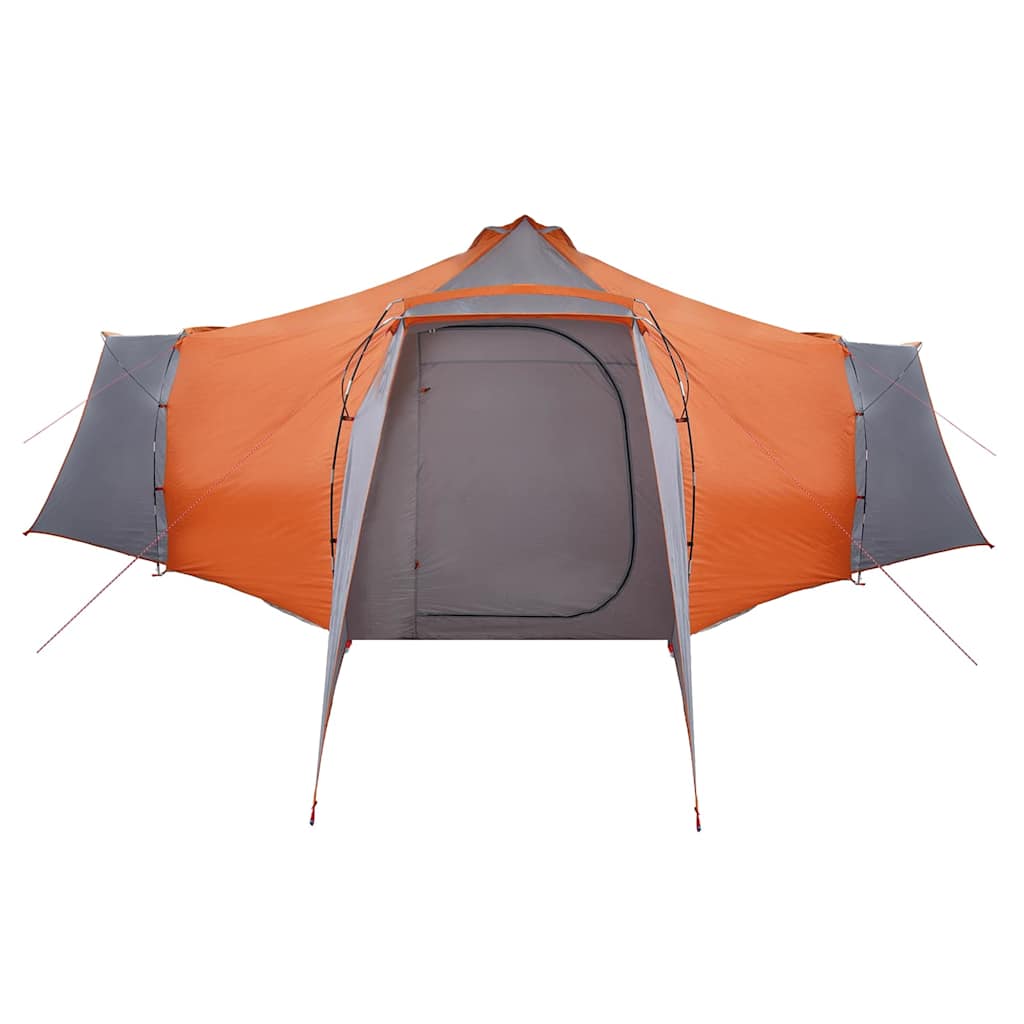 vidaXL Tipi Tent 8-Person Grey and Orange Taffeta - 492 x 492 x 275 cm