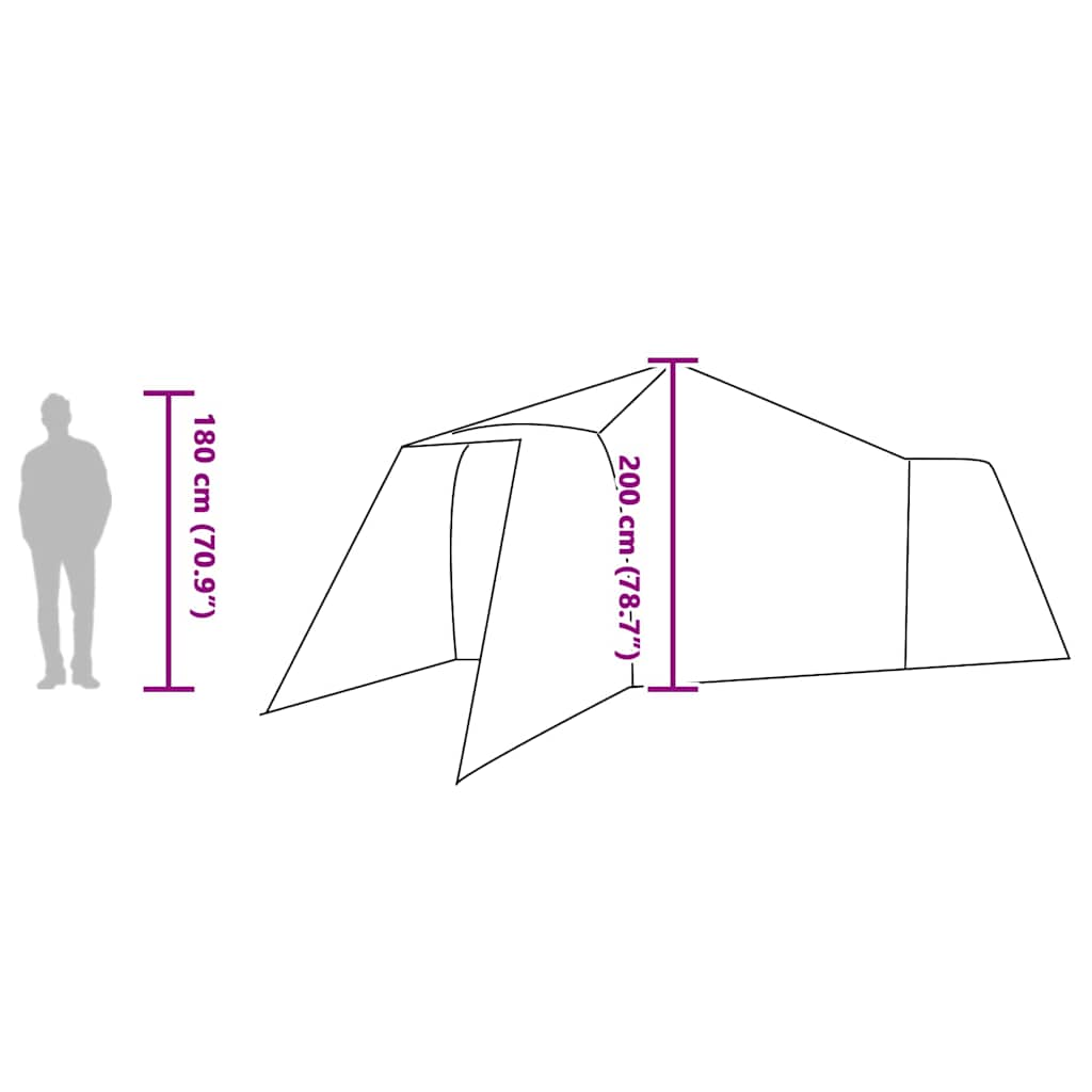 vidaXL Tipi Tent 8-Person Grey and Orange Taffeta - 492 x 492 x 275 cm