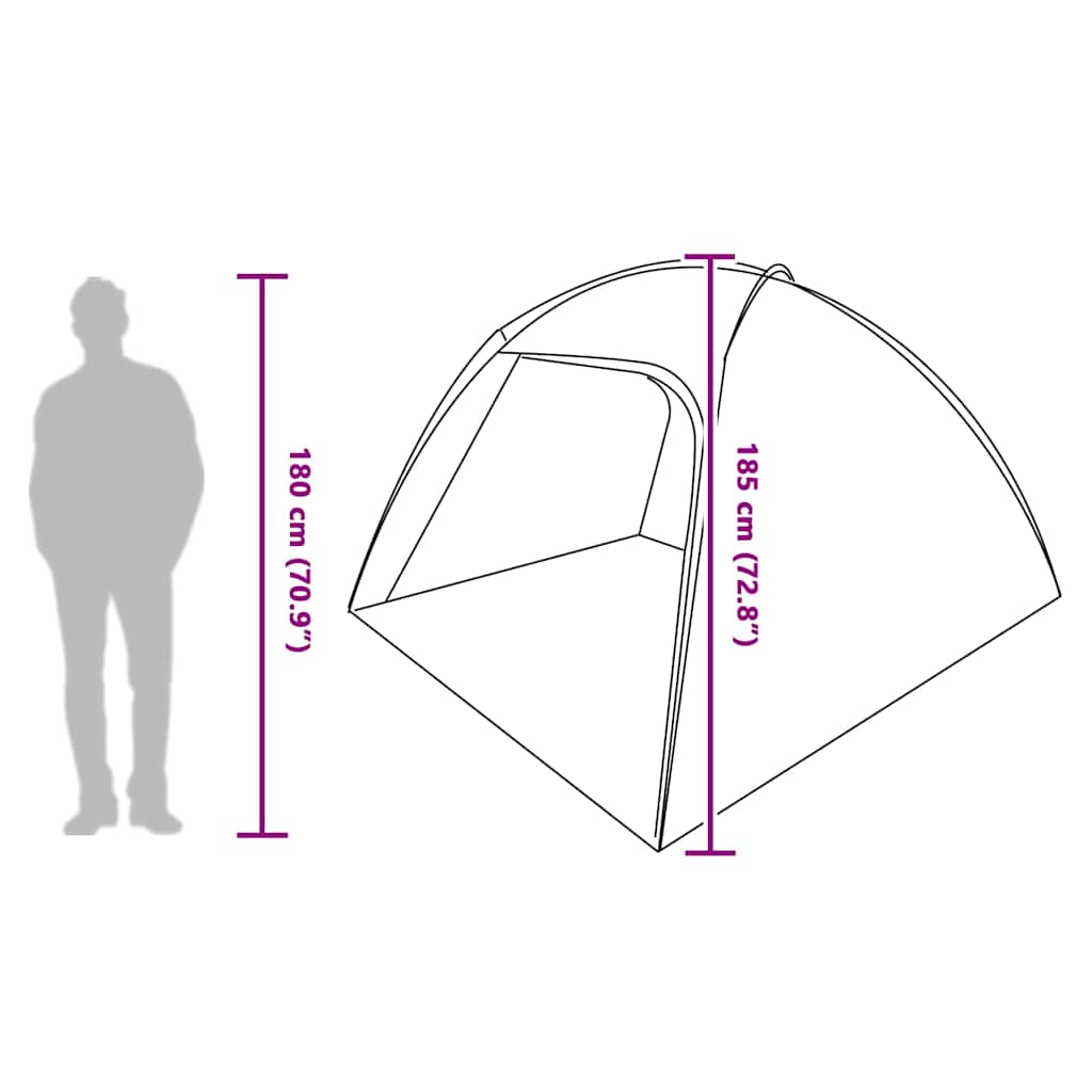 vidaXL Cabin Tent 2-Person Green Taffeta - 370 x 230 x 185 cm