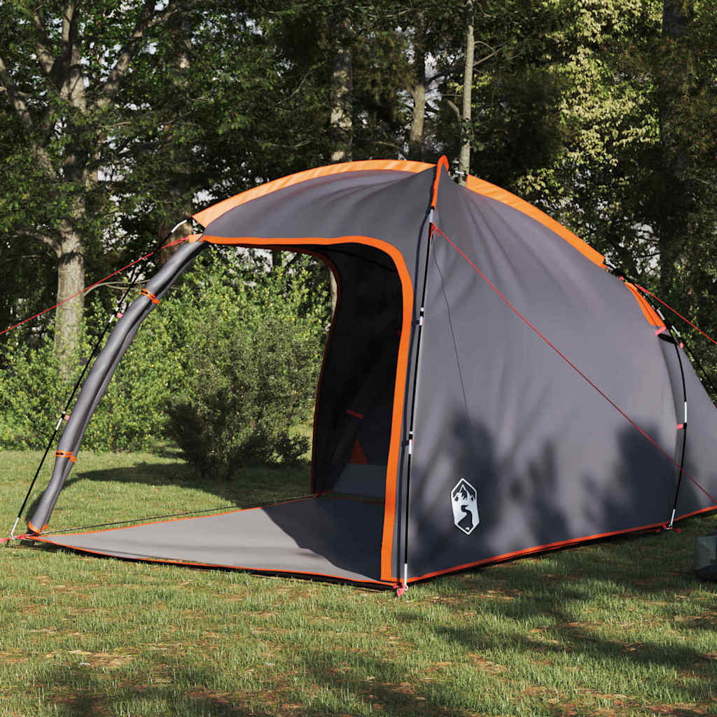 vidaXL Cabin Tent 2-Person Grey and Orange Taffeta - 370 x 230 x 185 cm