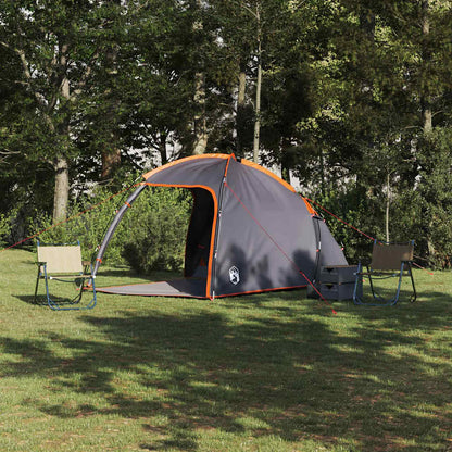 vidaXL Cabin Tent 2-Person Grey and Orange Taffeta - 370 x 230 x 185 cm