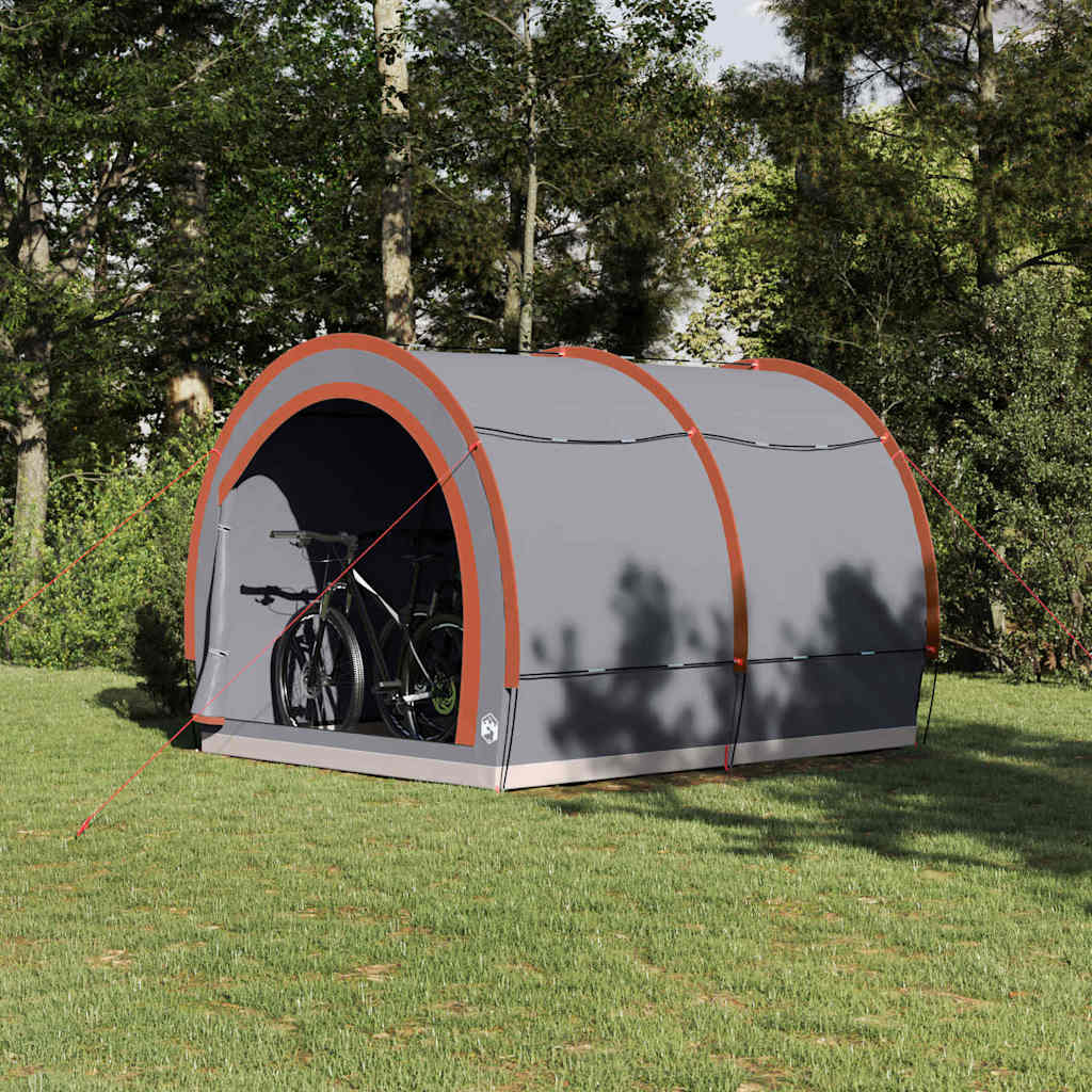 vidaXL Bike Storage Tent Grey and Orange 256 x 222 x 182 cm Taffeta