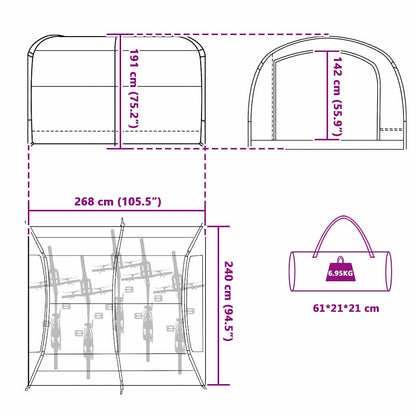 vidaXL Tent 268 x 240 x 191 cm Waterproof Green Polyester