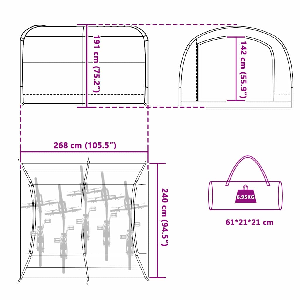 vidaXL Tent 268 x 240 x 191 cm Waterproof Grey and orange Polyester