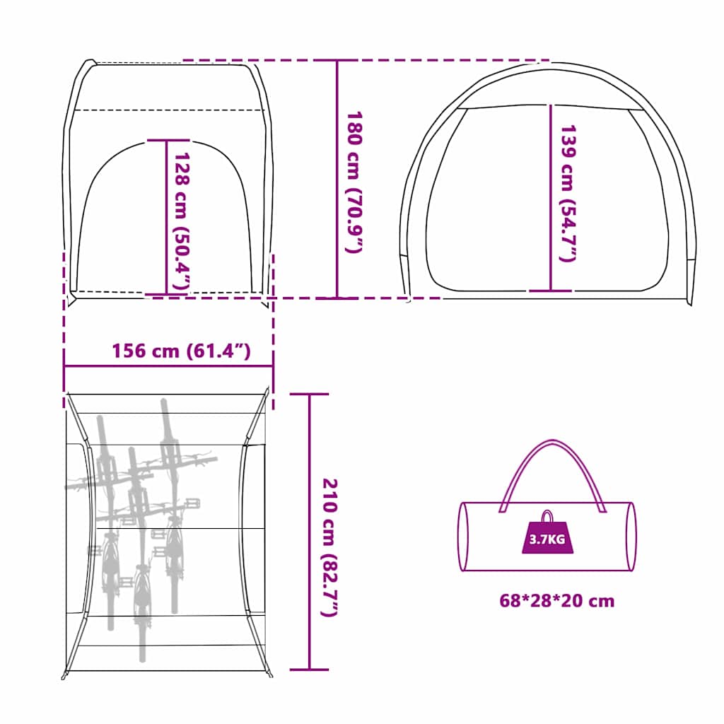 vidaXL Bike Storage Tent 210 x 156 x 180 cm Waterproof Blue