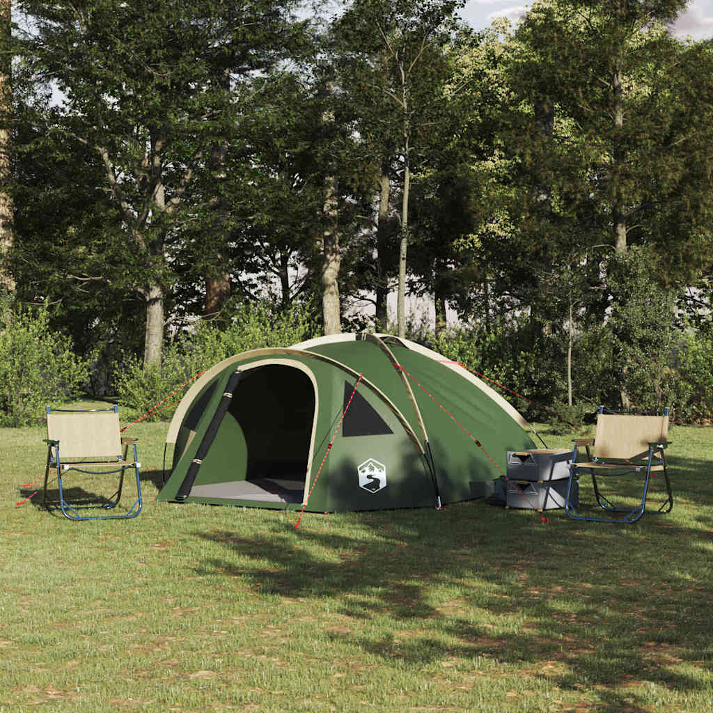 vidaXL Dome Tent 4-Person Waterproof Green Taffeta - 308 x 268 x 130 cm