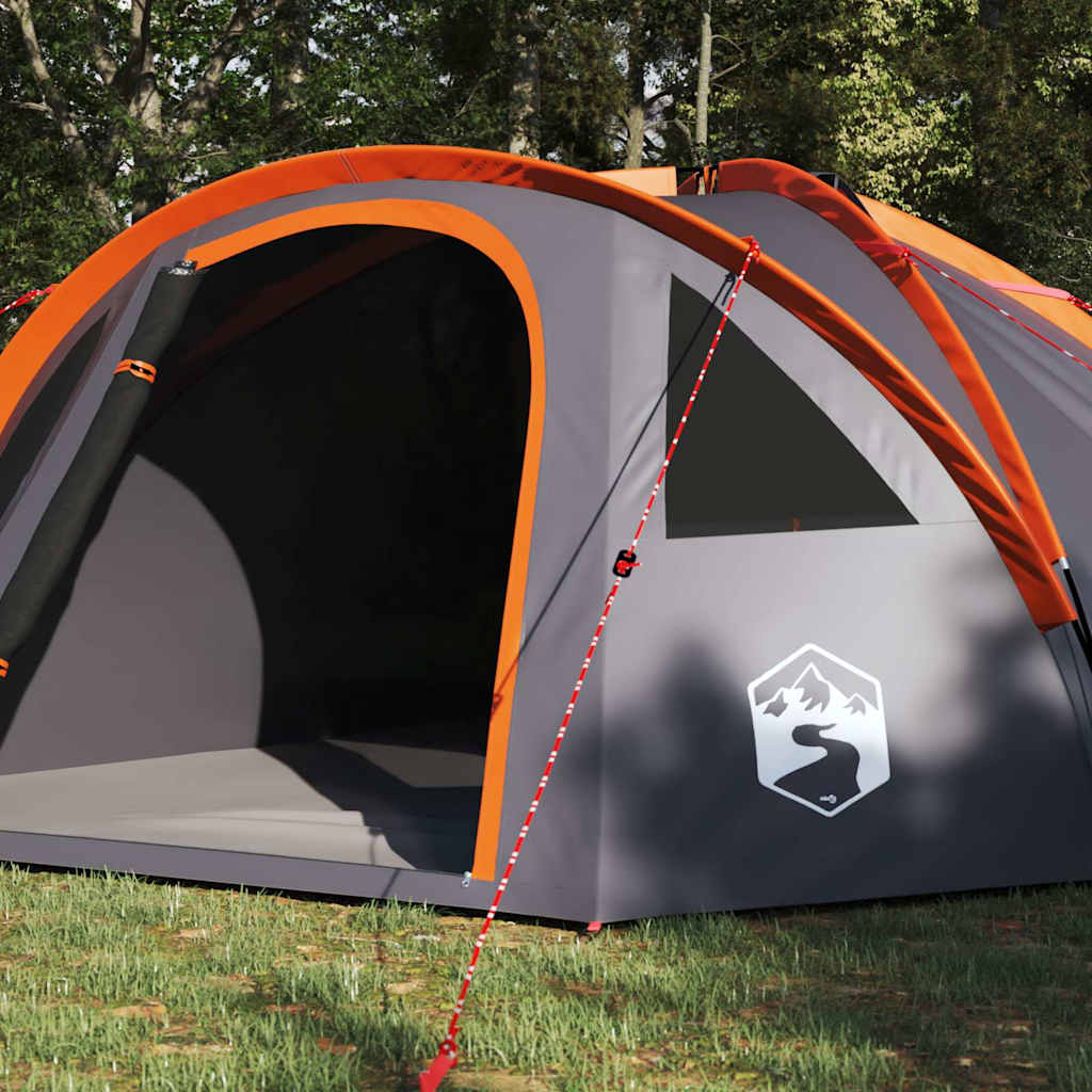 vidaXL Dome Tent 4-Person Waterproof Grey and Orange Taffeta - 308 x 268 x 130 cm