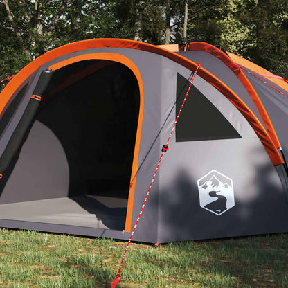 vidaXL Dome Tent 4-Person Waterproof Grey and Orange Taffeta - 308 x 268 x 130 cm