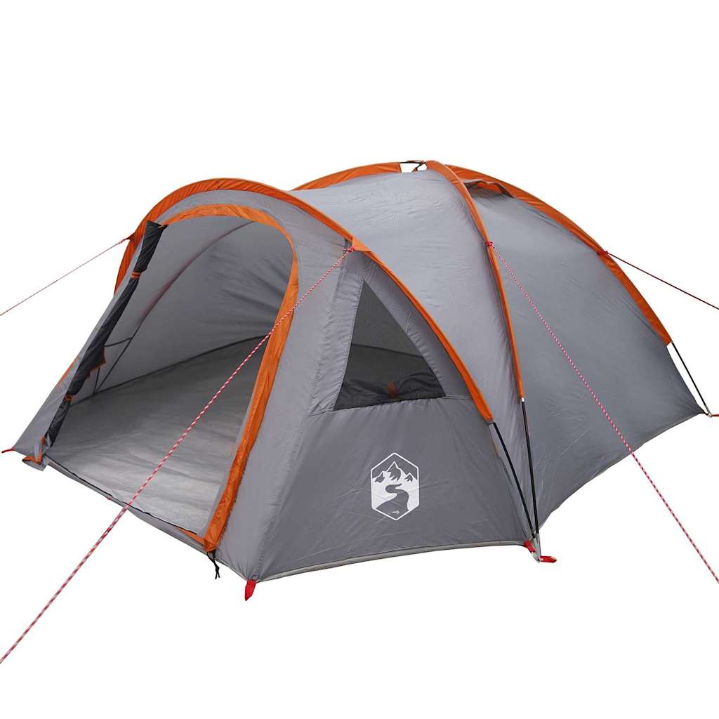 vidaXL Dome Tent 4-Person Waterproof Grey and Orange Taffeta - 308 x 268 x 130 cm