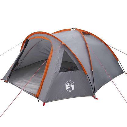 vidaXL Dome Tent 4-Person Waterproof Grey and Orange Taffeta - 308 x 268 x 130 cm