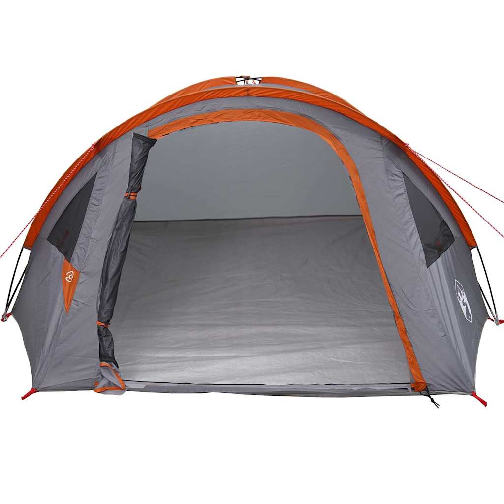 vidaXL Dome Tent 4-Person Waterproof Grey and Orange Taffeta - 308 x 268 x 130 cm