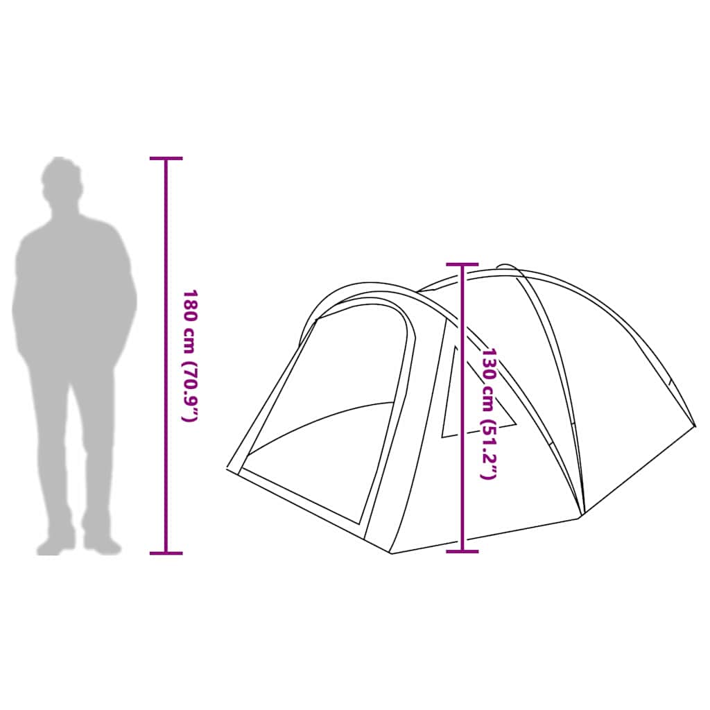 vidaXL Dome Tent 4-Person Waterproof Grey and Orange Taffeta - 308 x 268 x 130 cm