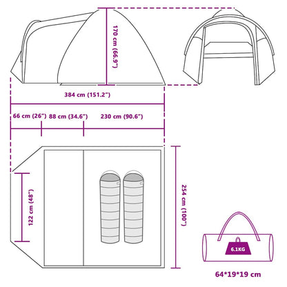 vidaXL Dome Tent Dome with Roof Grey and Orange 384 x 254 x 170 cm