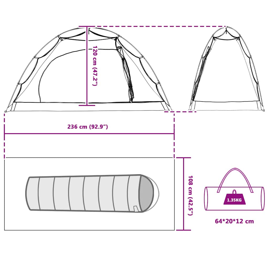 vidaXL Tent with Roof with Storage Grey and Black 236 x 108 x 120 cm