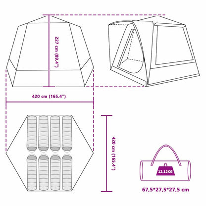 vidaXL Camping Tent Cabin with Roof Blue 420 x 420 x 227 cm Polyester