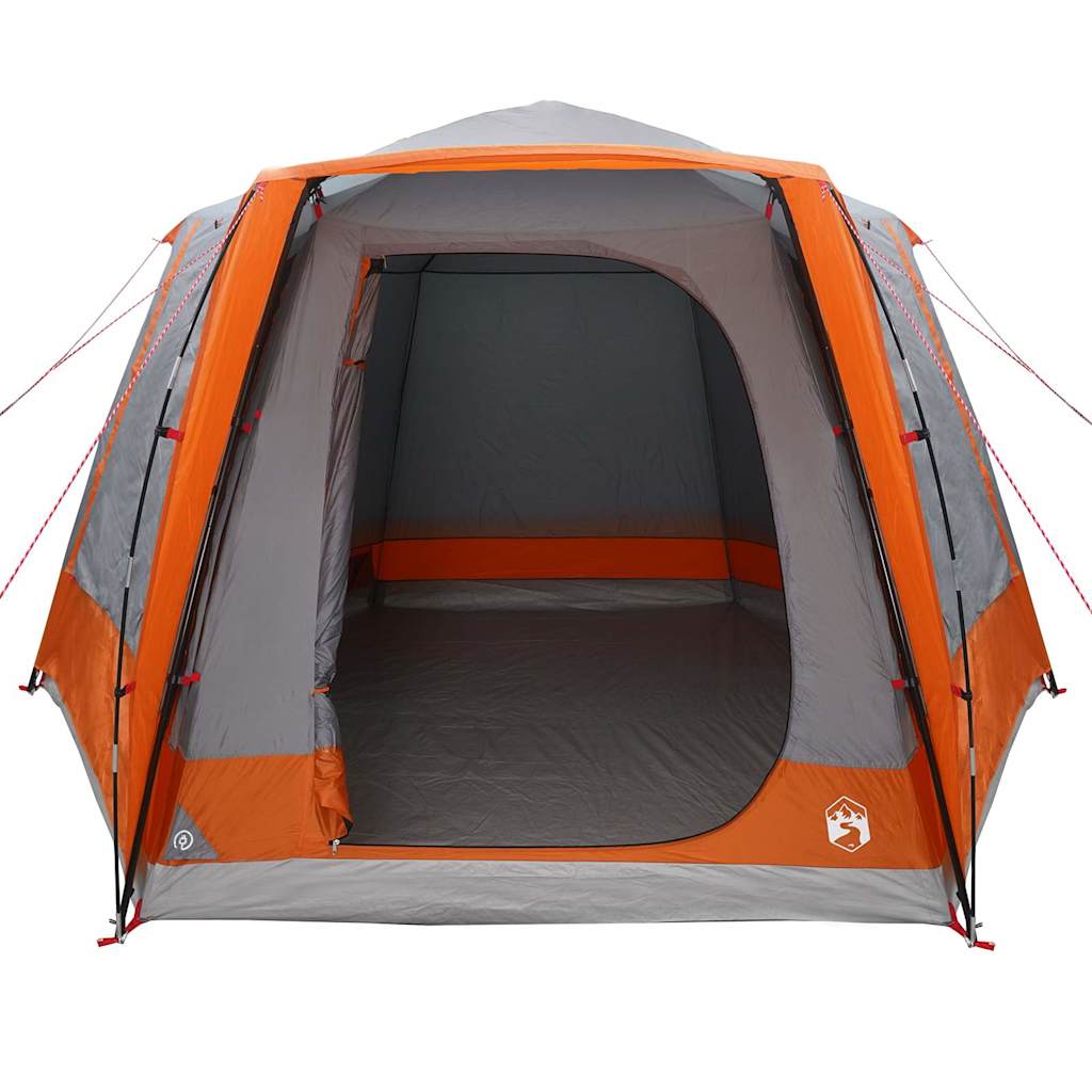 vidaXL Camping Tent Cabin Grey and orange 420 x 420 x 227 cm Polyester