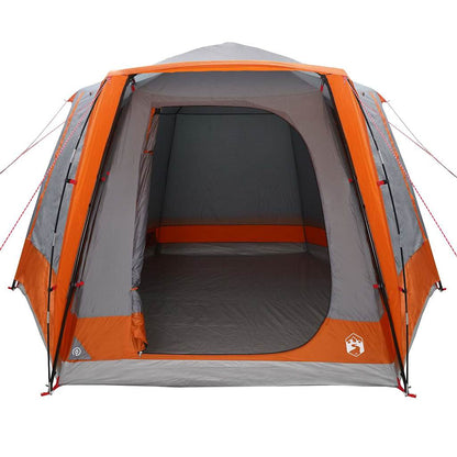 vidaXL Camping Tent Cabin Grey and orange 420 x 420 x 227 cm Polyester