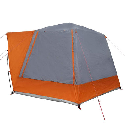 vidaXL Camping Tent Cabin Grey and orange 420 x 420 x 227 cm Polyester