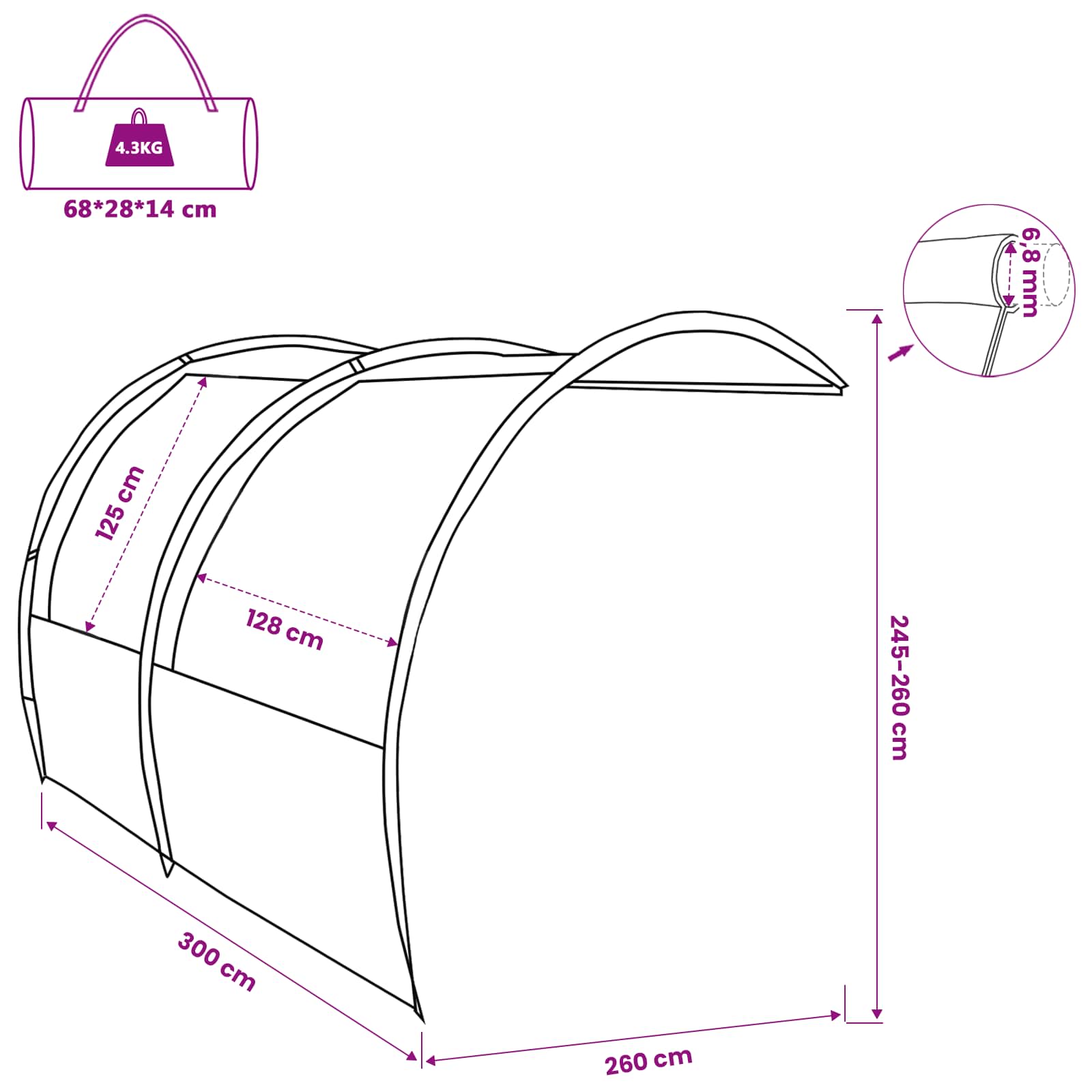 vidaXL Water Resistant Tarp -Person 260 x 300 x 260 cm Waterproof - Blue