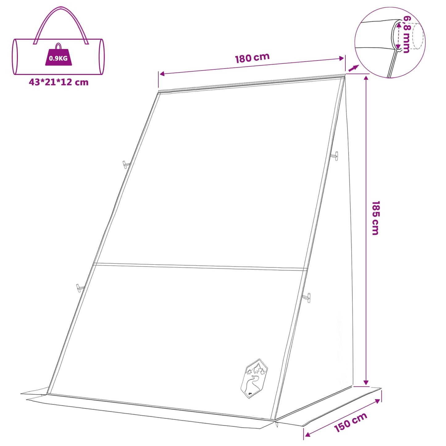 vidaXL Tailgate Tent 190 x 150 x 185 cm Waterproof Blue Taffeta