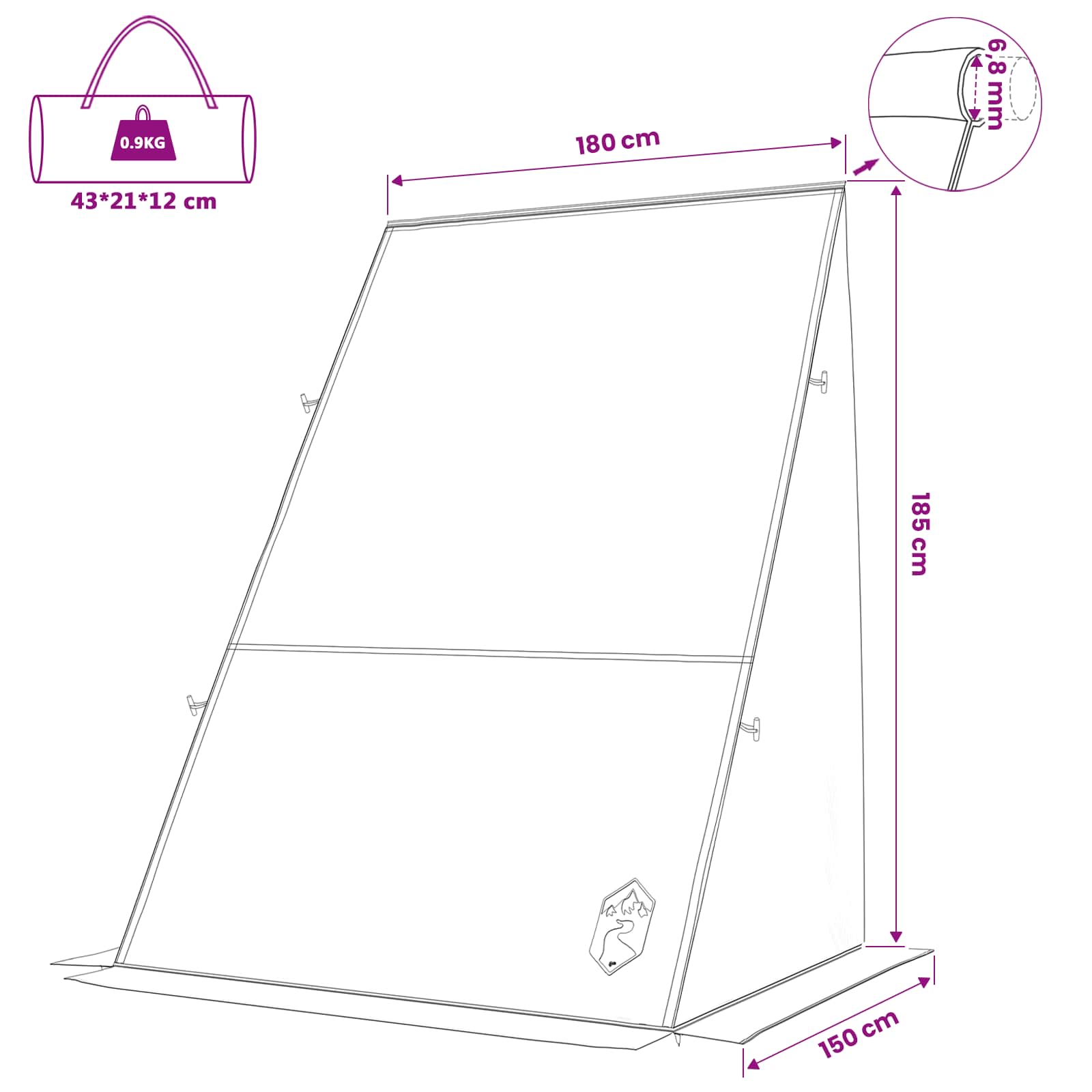 vidaXL Tailgate Tent 190 x 150 x 185 cm Grey and Orange Taffeta