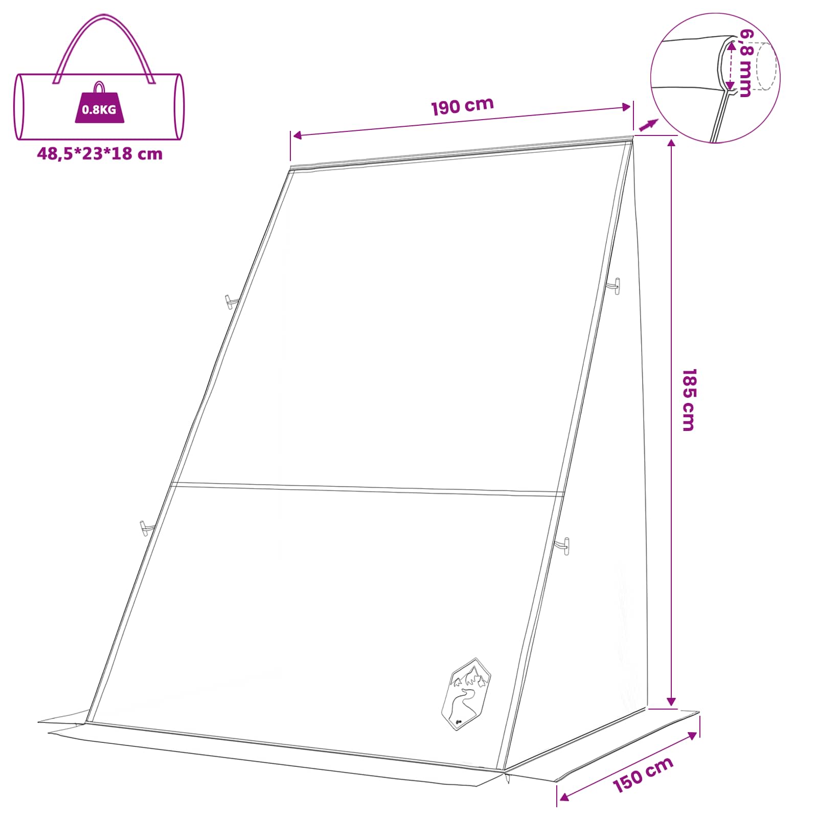 vidaXL Tailgate Tent 190 x 150 x 185 cm Grey and Orange Taffeta - 38873