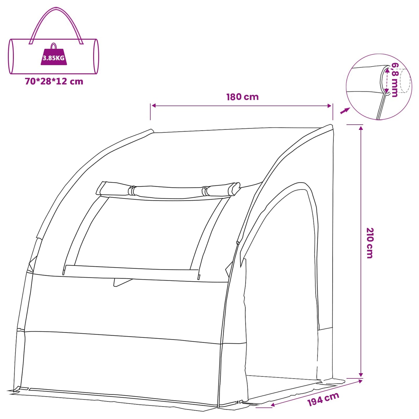 vidaXL Tailgate Tent 194 x 180 x 210 cm Blue Taffeta