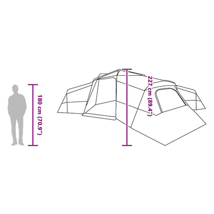 vidaXL Family Tent 16-Person Waterproof Grey and Orange Taffeta - 833 x 585 x 216 cm
