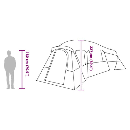 vidaXL Family Tent 20-Person Waterproof Green Taffeta - 762 x 655 x 218 cm