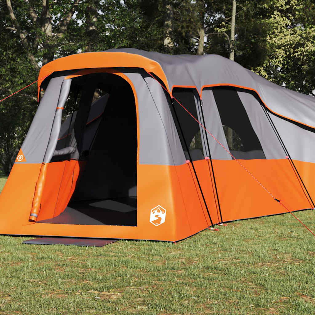 vidaXL Family Tent 20-Person Waterproof Grey and Orange Taffeta - 762 x 655 x 218 cm