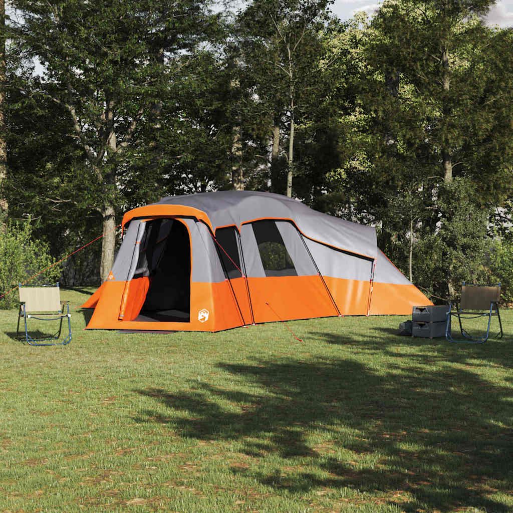 vidaXL Family Tent 20-Person Waterproof Grey and Orange Taffeta - 762 x 655 x 218 cm