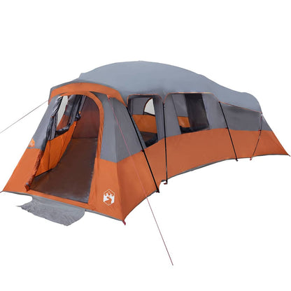 vidaXL Family Tent 20-Person Waterproof Grey and Orange Taffeta - 762 x 655 x 218 cm