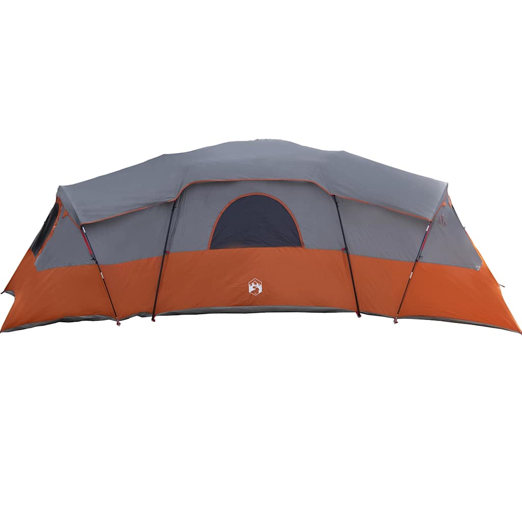 vidaXL Family Tent 20-Person Waterproof Grey and Orange Taffeta - 762 x 655 x 218 cm