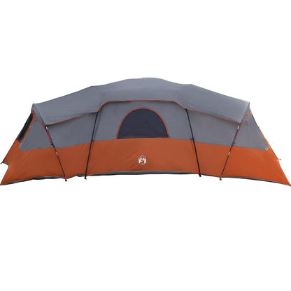 vidaXL Family Tent 20-Person Waterproof Grey and Orange Taffeta - 762 x 655 x 218 cm