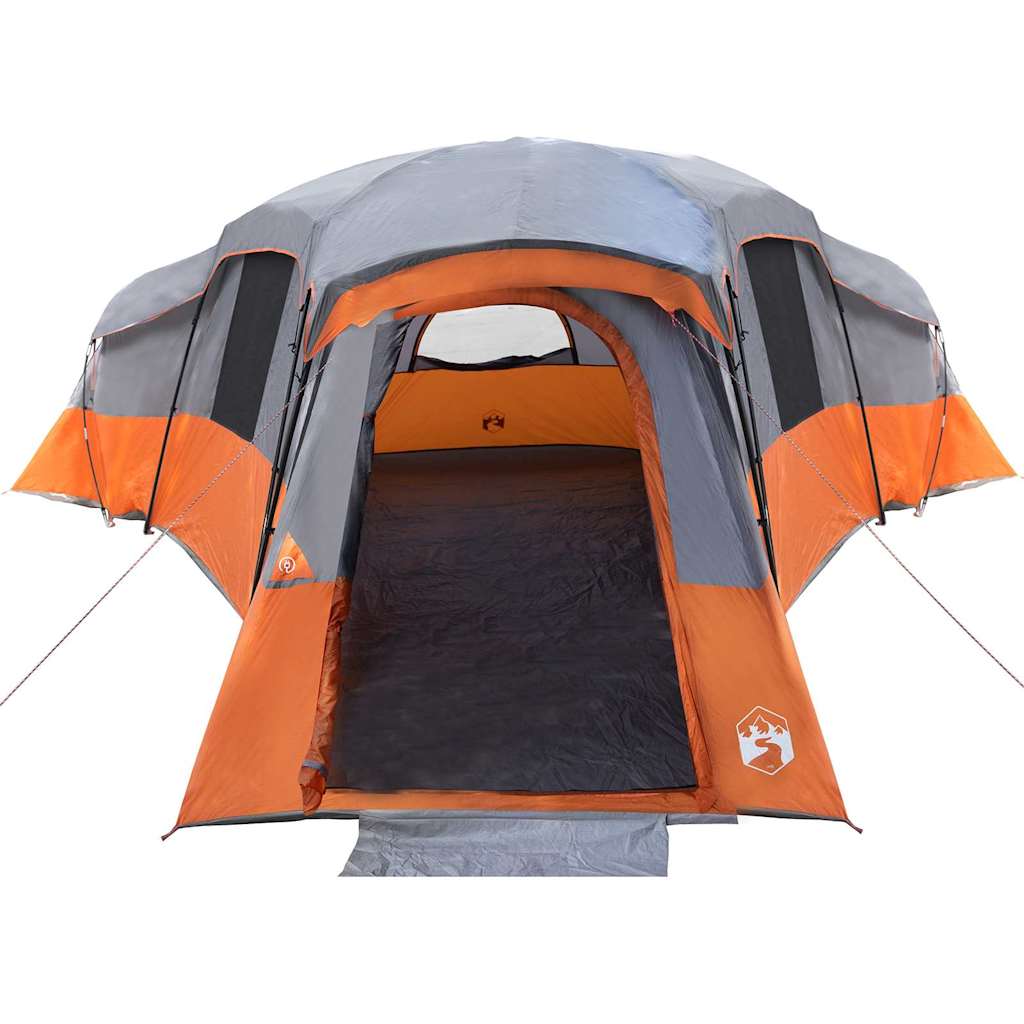 vidaXL Family Tent 20-Person Waterproof Grey and Orange Taffeta - 762 x 655 x 218 cm
